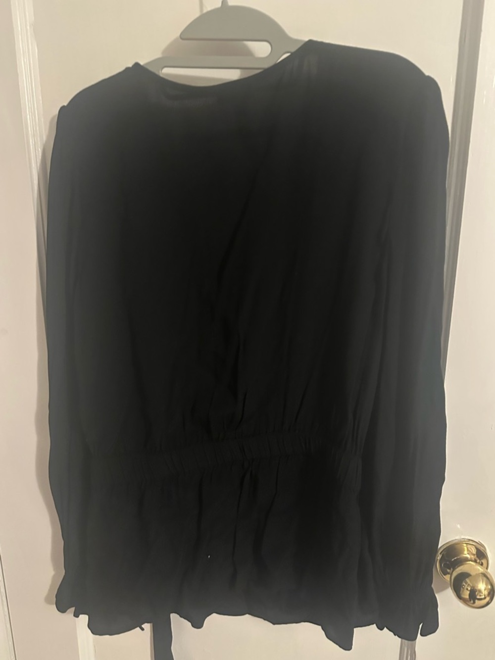 Talbots Black Long Sleeve Top with Peplum Detail